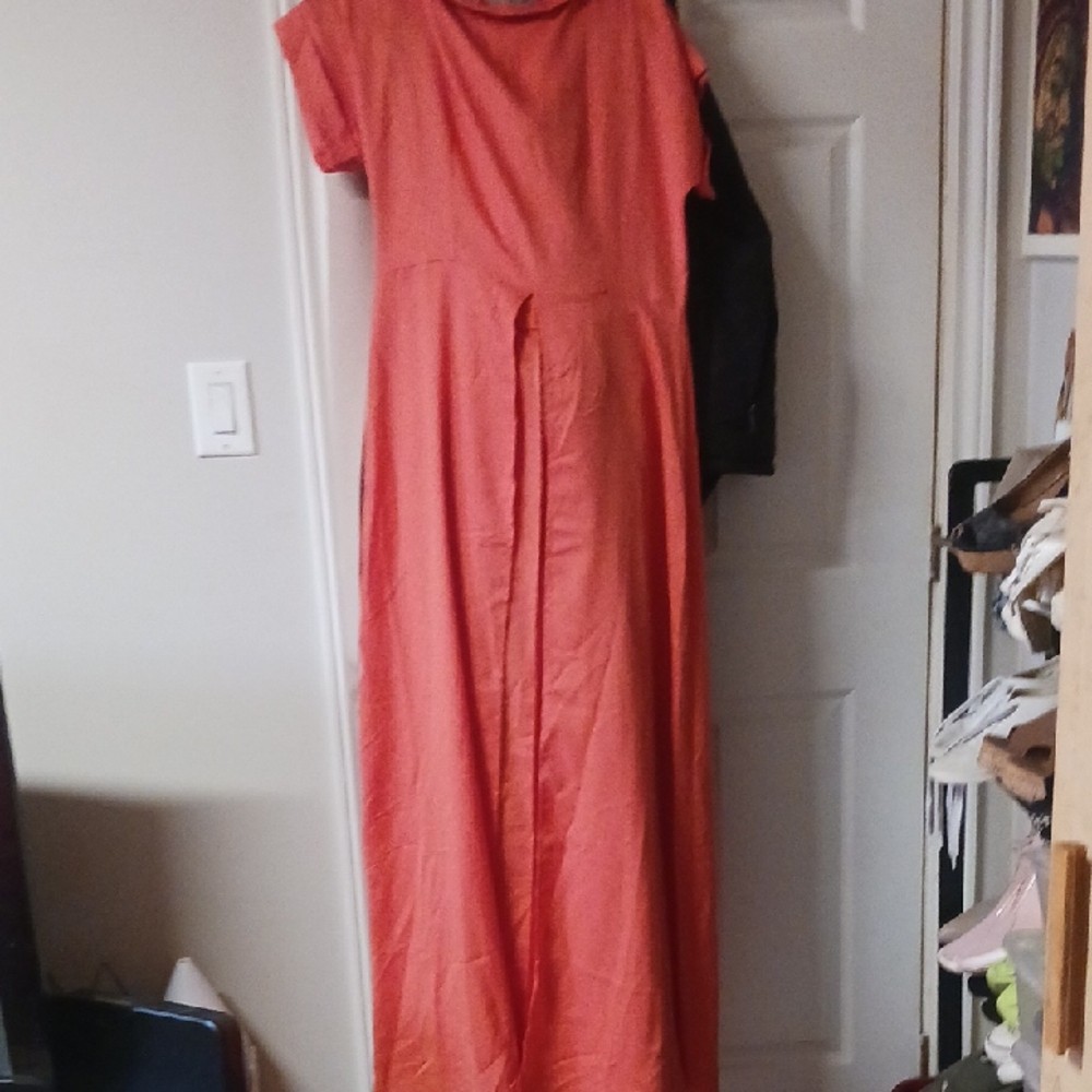 Chic Coral Maxi Long Over Shirt